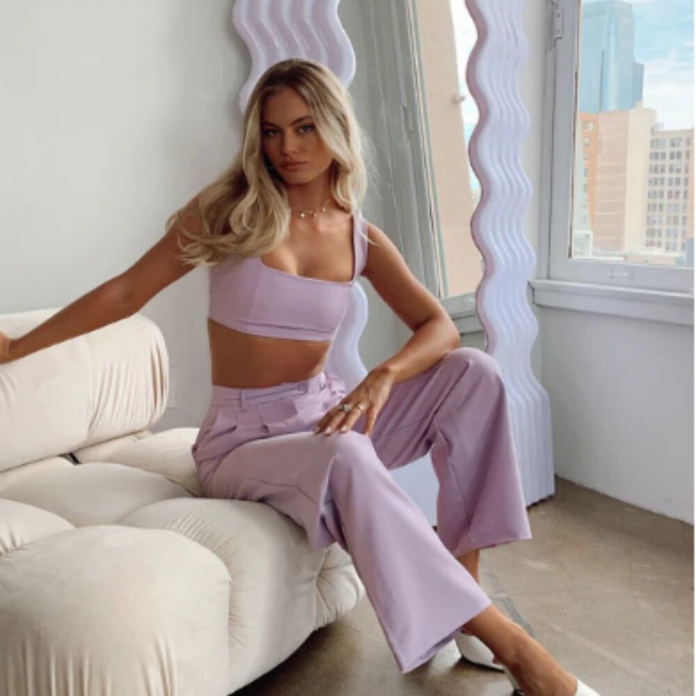 Princess Polly Huxley Lilac Purple Crop Top Size 2 NWOT Side Zip